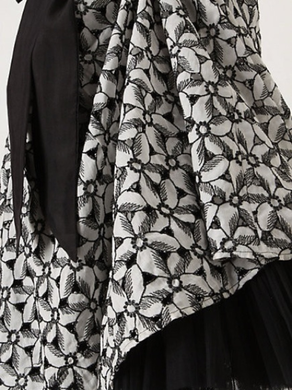 Anthropologie Moulinette Black & White Floral Strapless Midi Dress with Sash -2 - Picture 5 of 8